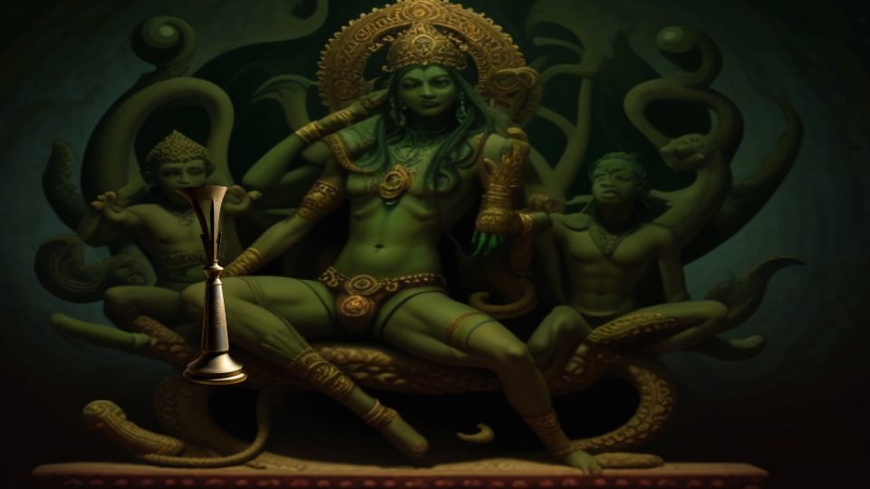 Kyphi incense burner — Hindu vishnu anantashayana