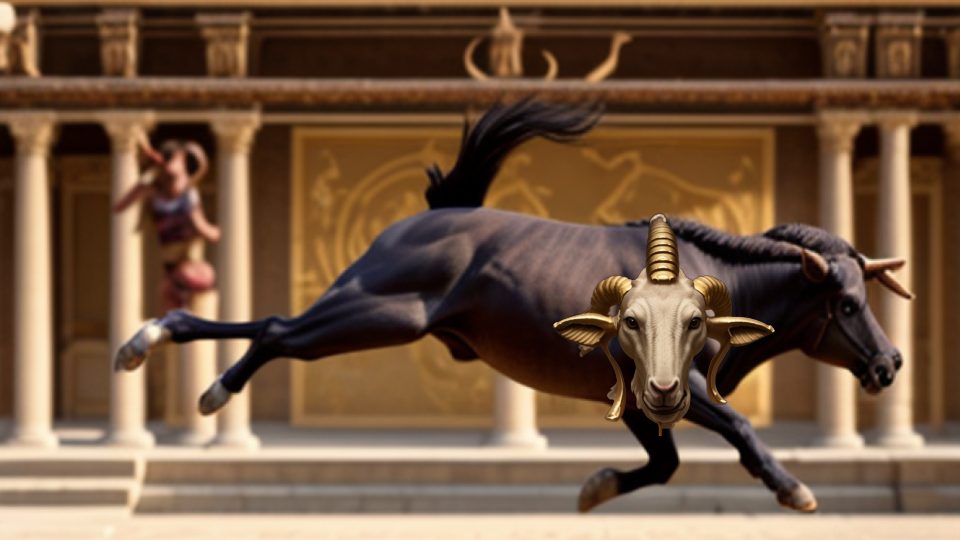 Kushite ram head amulet — Minoan bull leaping