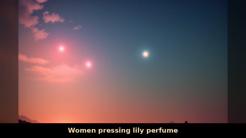Women pressing lily perfume