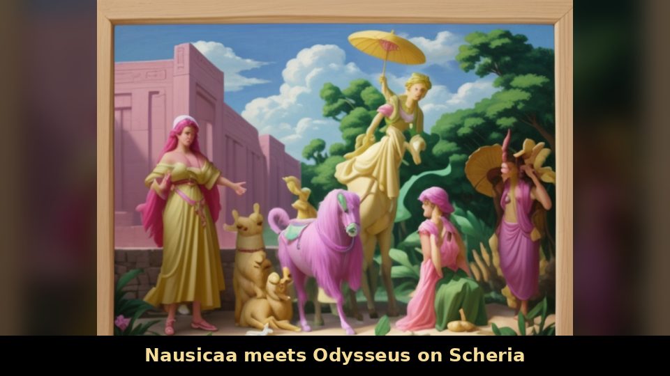 Nausicaa meets Odysseus on Scheria
