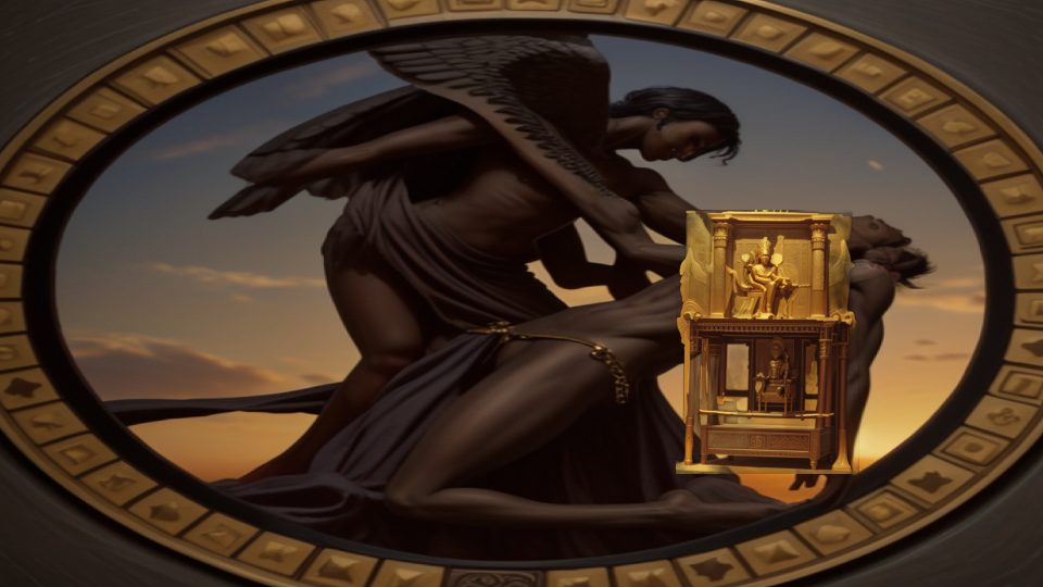 Golden throne tutankhamun — Greek eos memnon
