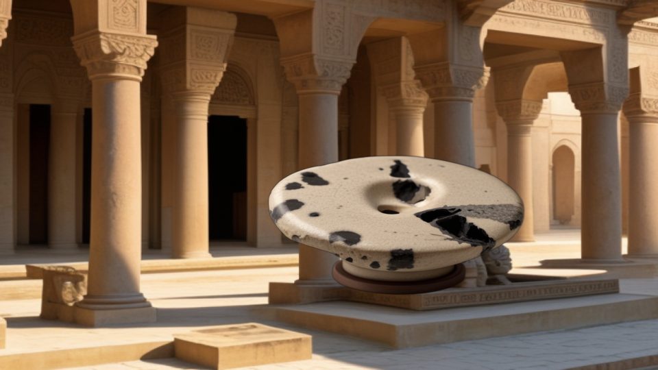 Disc mace head — Nubian palace court