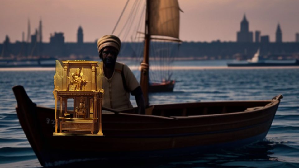 Golden throne tutankhamun — Alexandria harbour