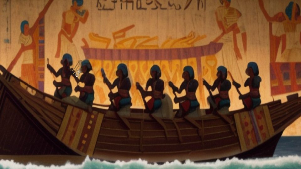 Sheer pleated linen — Bfh egypt papyrus boat