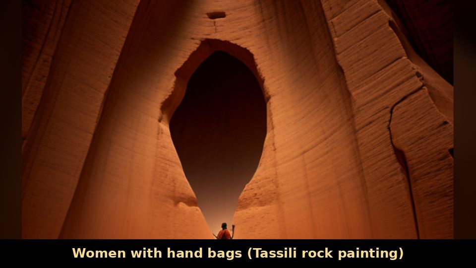 Women with hand bags (Tassili rock painting)