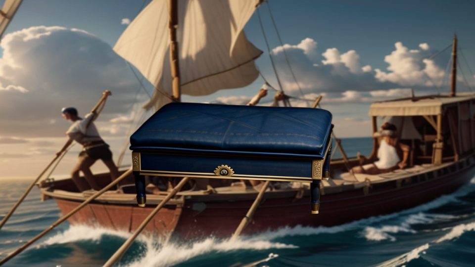 Nine bows footstool — Nile dahabieh aground
