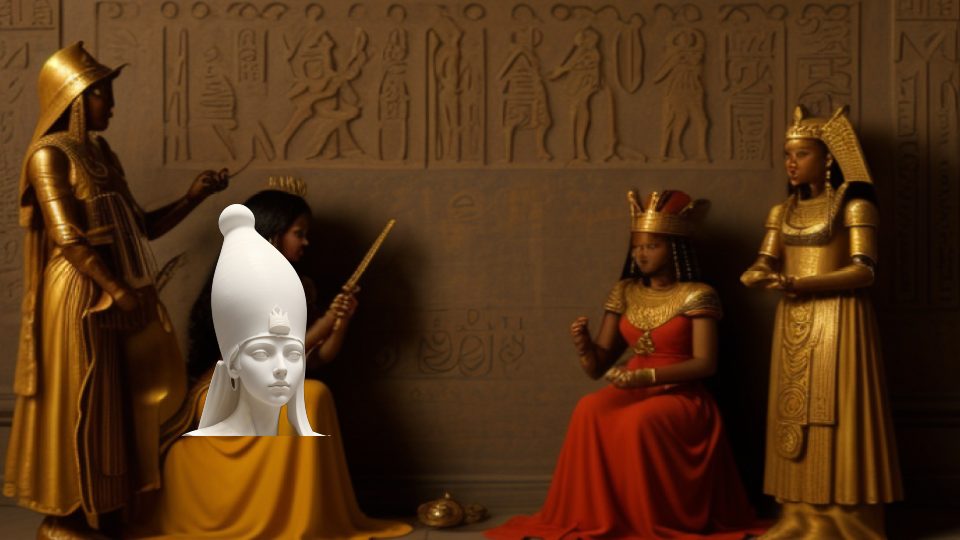 Hedjet white crown — Atc harpist tomb relief