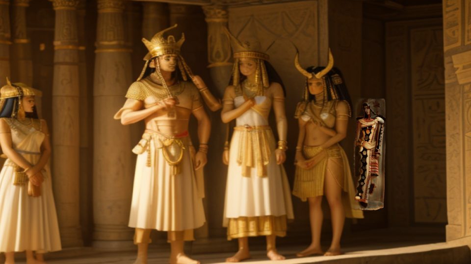 Libyan antelope hide cloak — Egypt hathor mountain