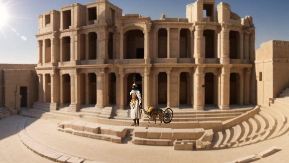 Carrying litter — Sabratha theatre