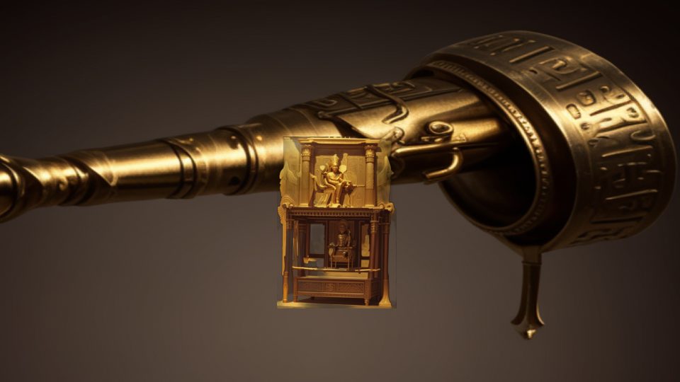 Golden throne tutankhamun — Atc tut trumpet