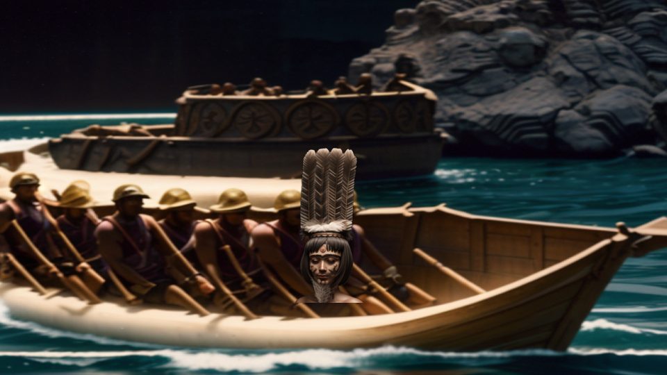 Onuris four plume headdress — Phoenician galley euphrates