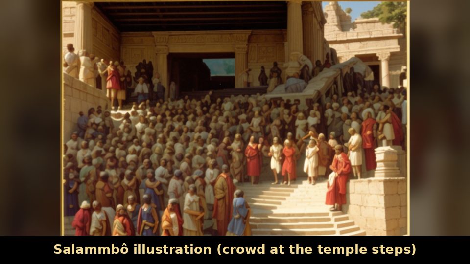 Salammbô illustration (crowd at the temple steps)