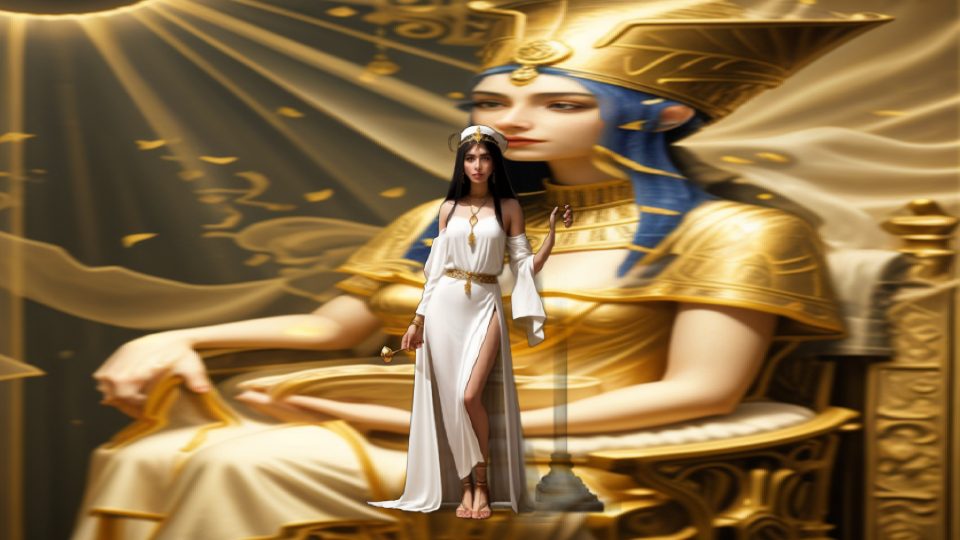 A priestess of neith at sais — Nef shrine relief with children