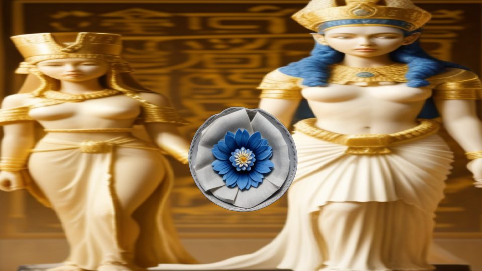 Obj blue lotus fillet — Nef louvre akhenaten nefertiti statuette