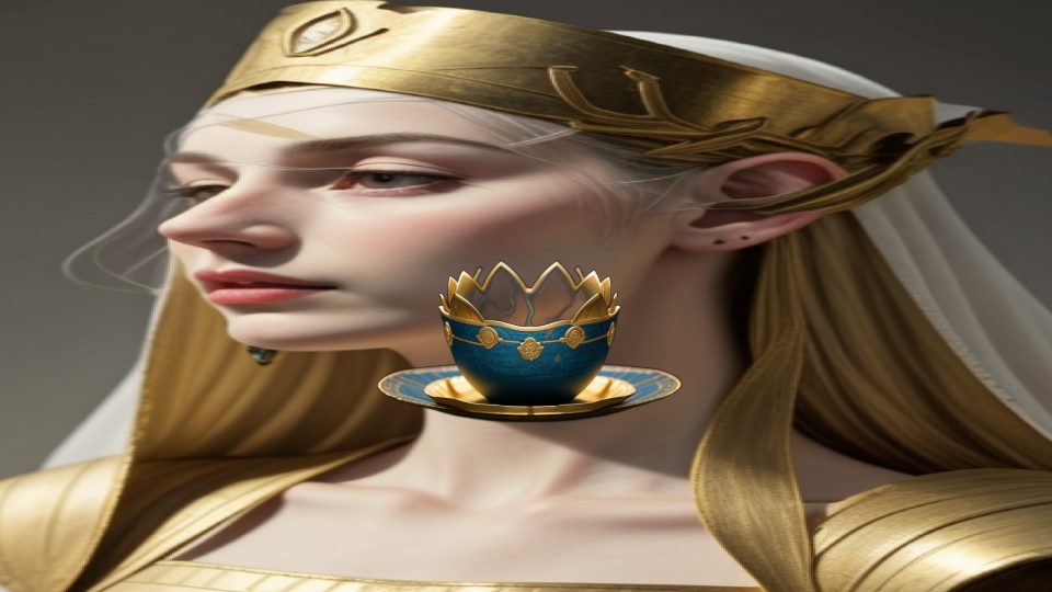 Obj gold lotus diadem — Nef berlin unfinished quartzite head profile