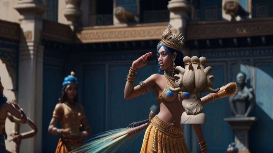 Hemhem crown — Hindu krishna gopis mural