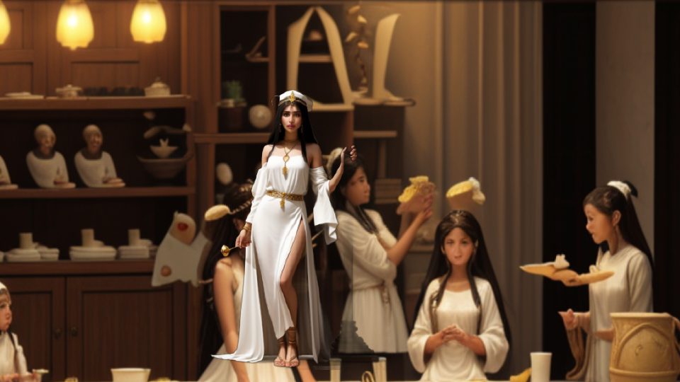 A priestess of neith at sais — Nakht banquet wall