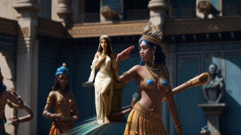 The pythia — Hindu krishna gopis mural