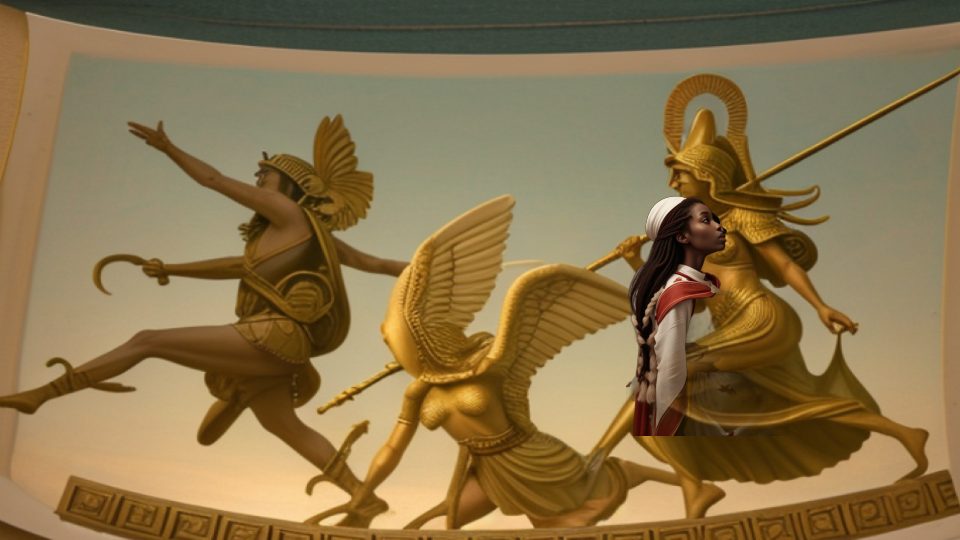 Nubian red sash — Greek perseus medusa