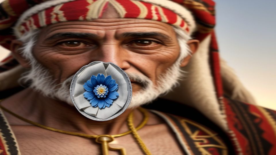 Obj blue lotus fillet — Fayum munich elderly bearded man