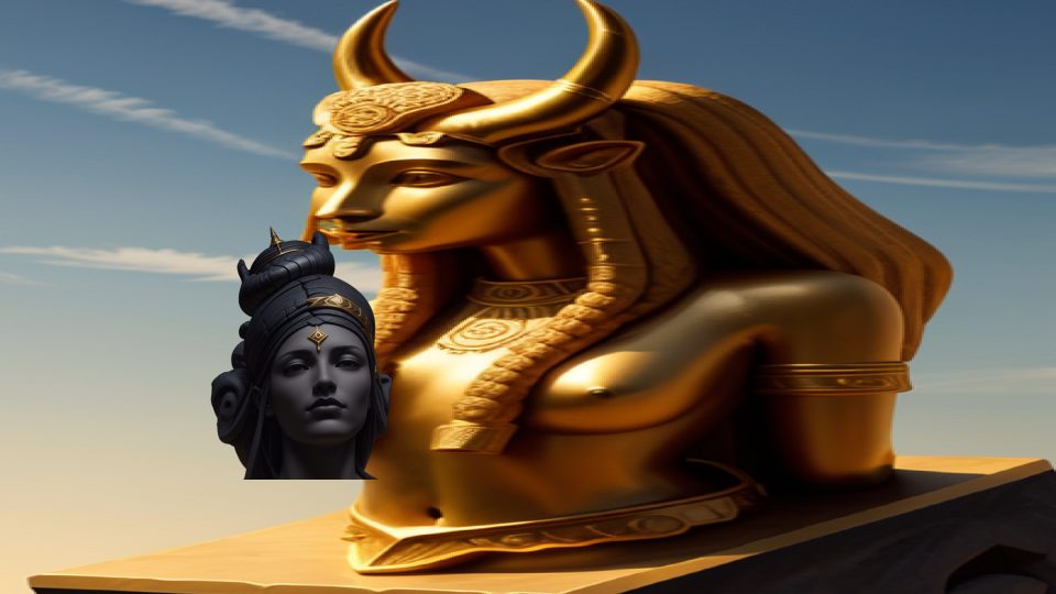 Kushite cap crown — Hybrid hathor cow shrine