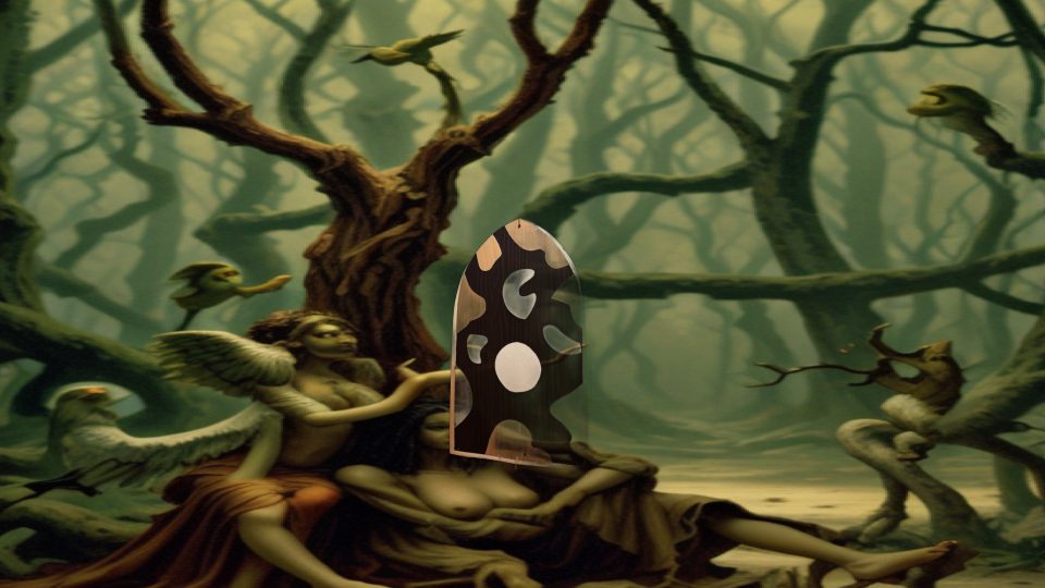 Egyptian hide shield — Hybrid harpies wood