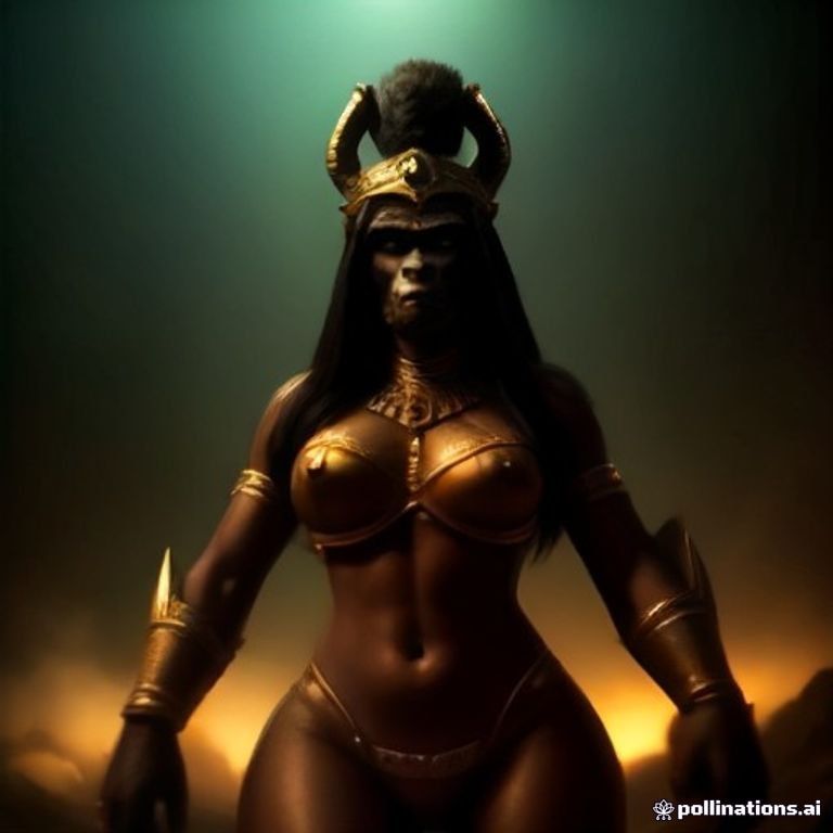 the Egyptian goddess Hathor as a giant powerful gorilla, cinematic jungle, dramatic lighting