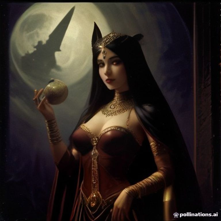 the Egyptian goddess Hathor as an aristocratic vampire in a moonlit gothic castle, cinematic