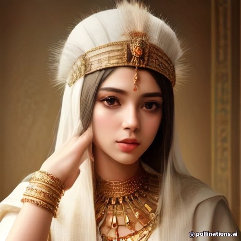 Put this exact person into an ancient Egyptian royal court, wearing a golden headdress and white linen robes, painterly 