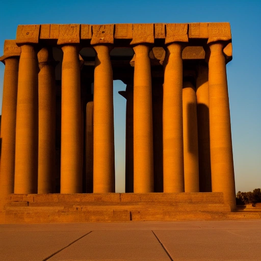 a serene egyptian temple at golden hour
