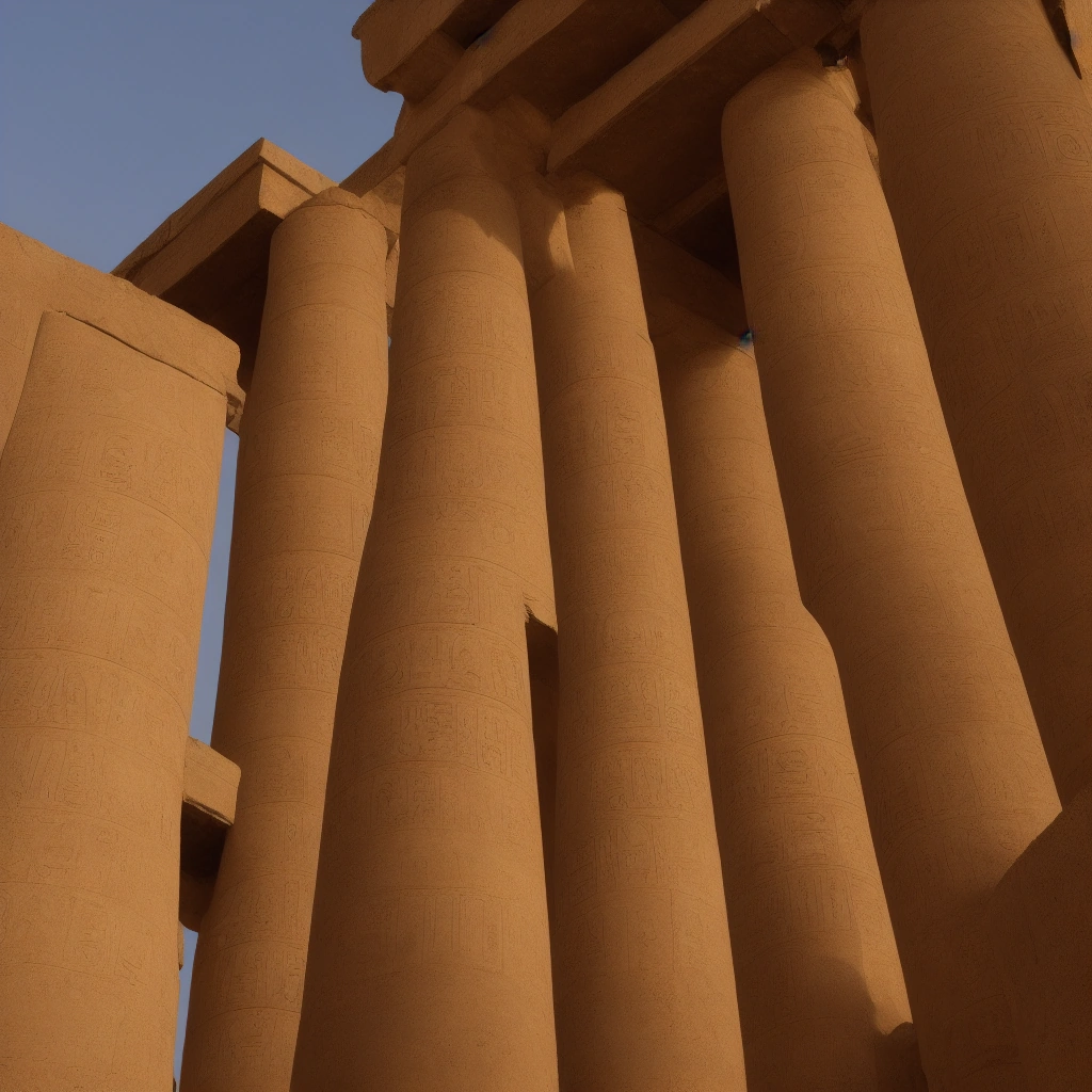 an ancient egyptian temple at golden hour, cinematic