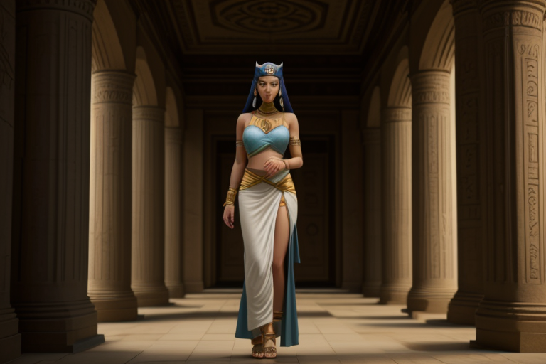 Made with the Reference Studio: a character, a lotus headband and a temple, composed into one picture