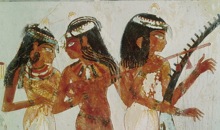 Lute player, musicians and dancer (Nakht) — original