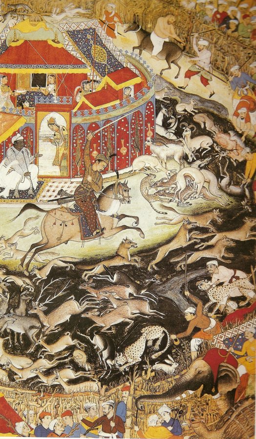 A Mughal hunting miniature — original