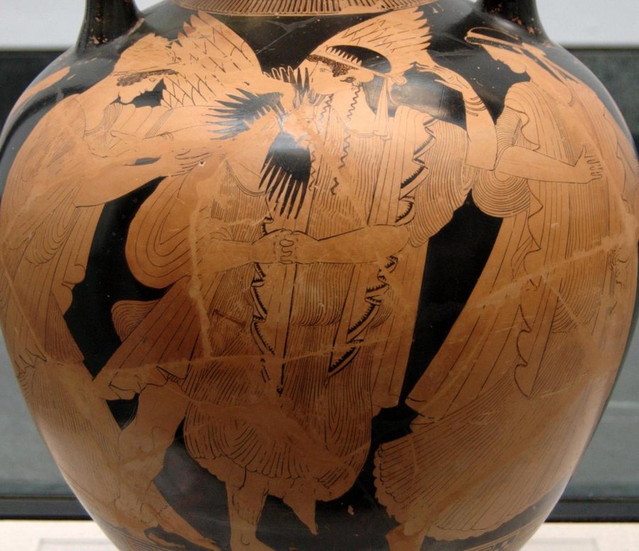 Boreas abducting Oreithyia — Attic red-figure amphora, 470–460 BC (Munich 2345) — original
