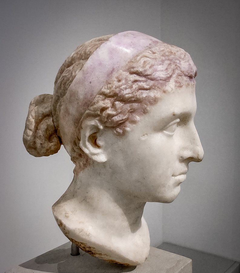 Marble portrait head of Cleopatra VII, the 'Berlin Cleopatra', profile — original