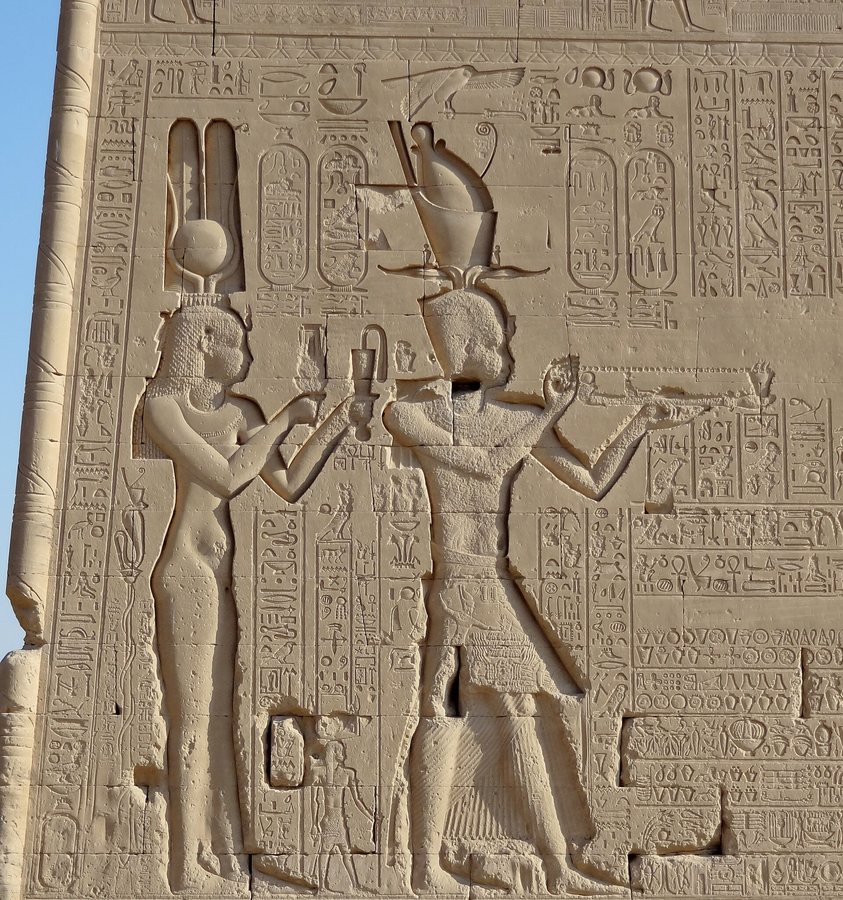 Relief of Cleopatra VII and Caesarion, Temple of Hathor, Dendera — original