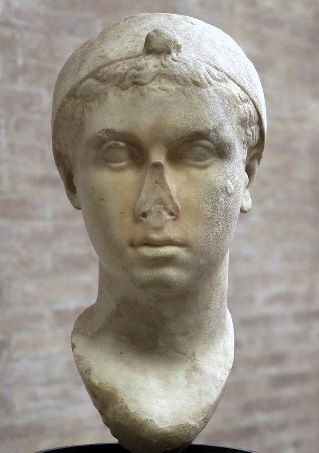 Cleopatra VII, marble portrait head, Vatican — original