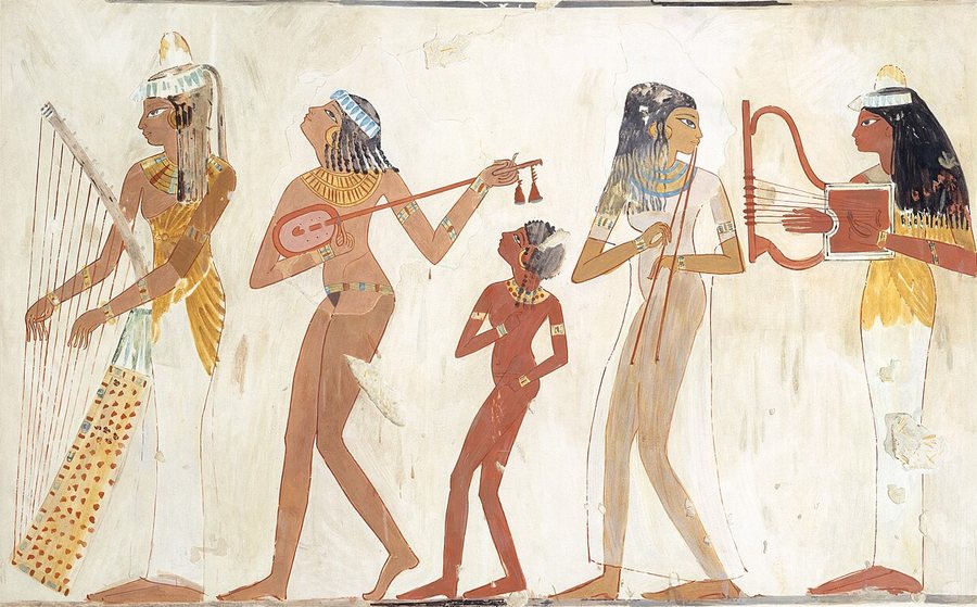 Female musicians at a banquet — original