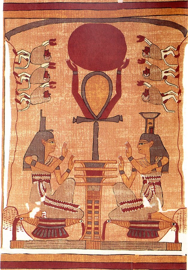 Isis and Nephthys adore the rising sun — original