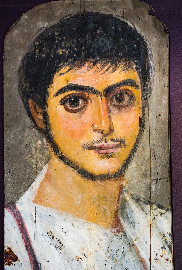 Mummy portrait of a bearded young man, er-Rubayat — original
