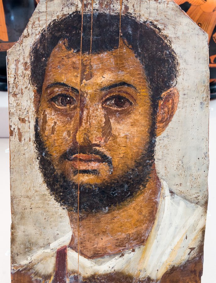 Mummy portrait of a bearded man, Hawara — original