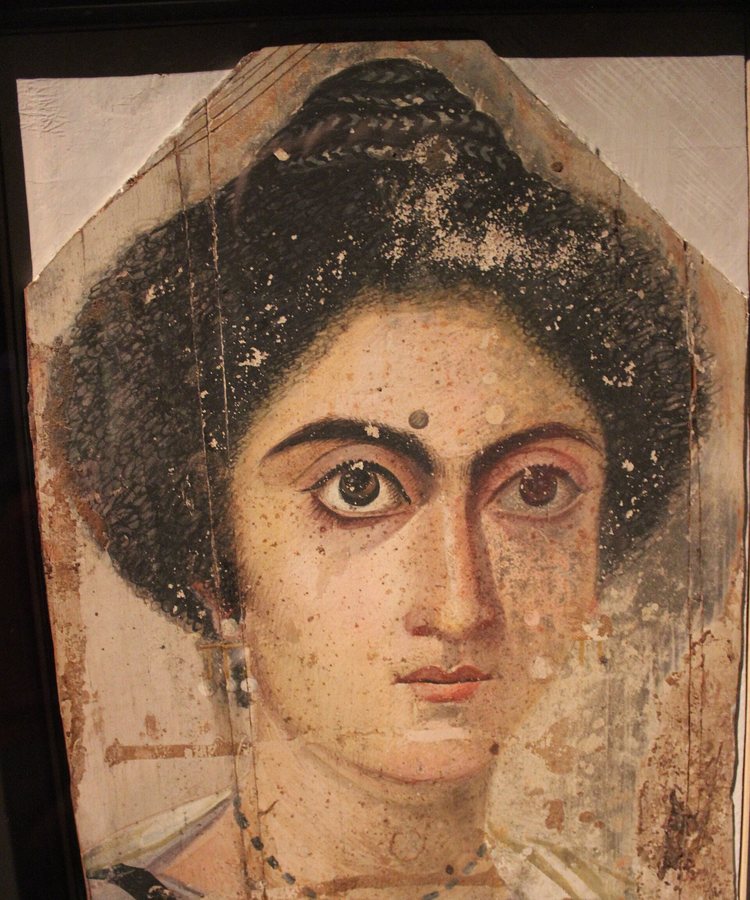 Fayum funerary portrait of a woman — original