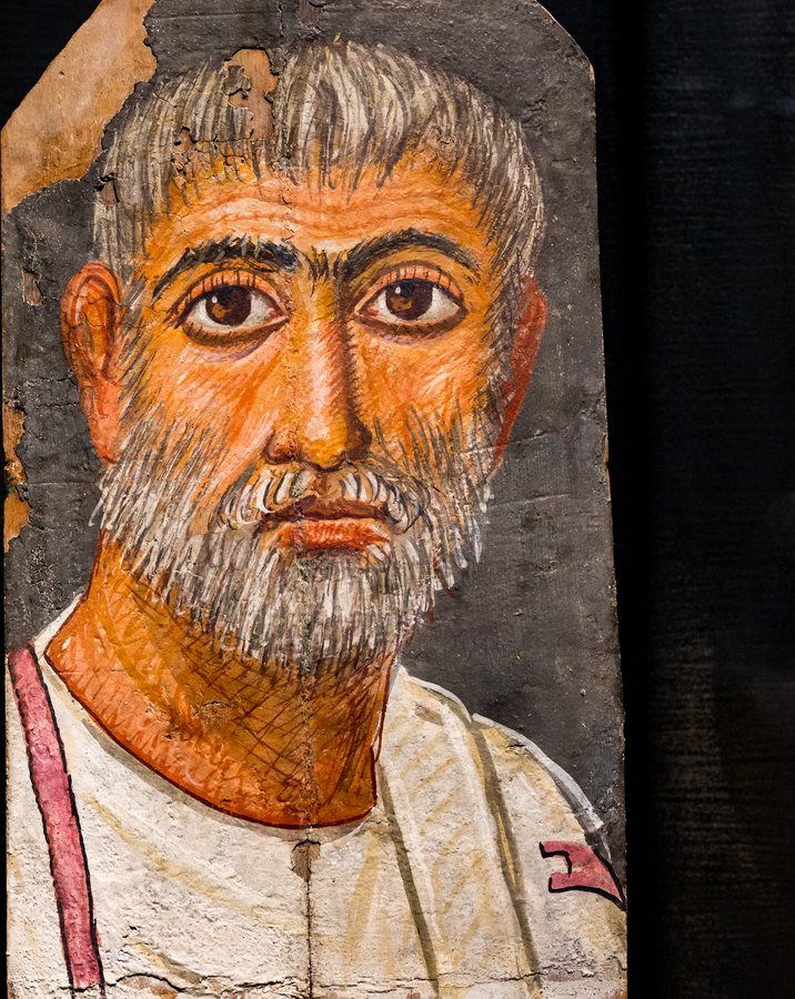 Mummy portrait of a bearded elderly man, er-Rubayat — original