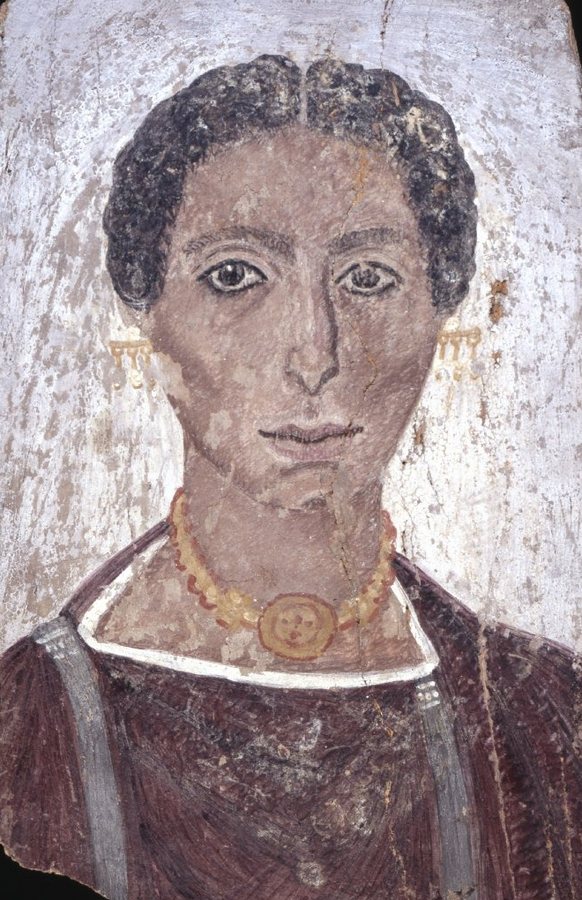 Fayum mummy portrait of a woman (c. 200), British Museum EA65344 — original