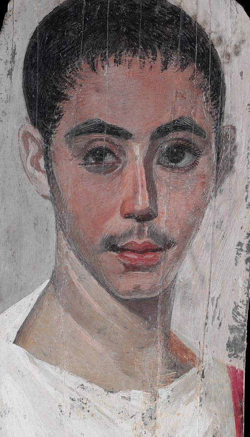 Portrait of a Youth with a Surgical Cut in one Eye (Fayum mummy portrait) — original