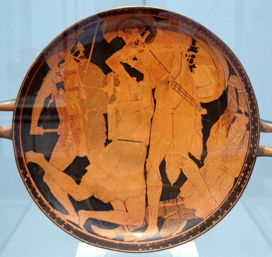 Achilles slays the Amazon queen Penthesilea — original