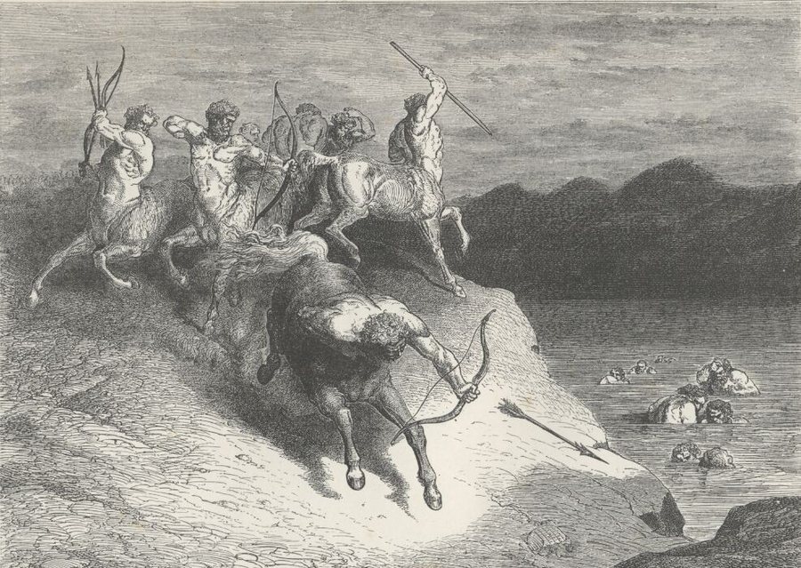 The centaurs ride out with their bows — original