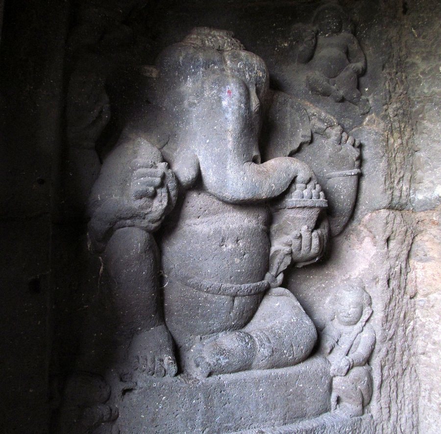 Ganesha in the cave at Ellora — original