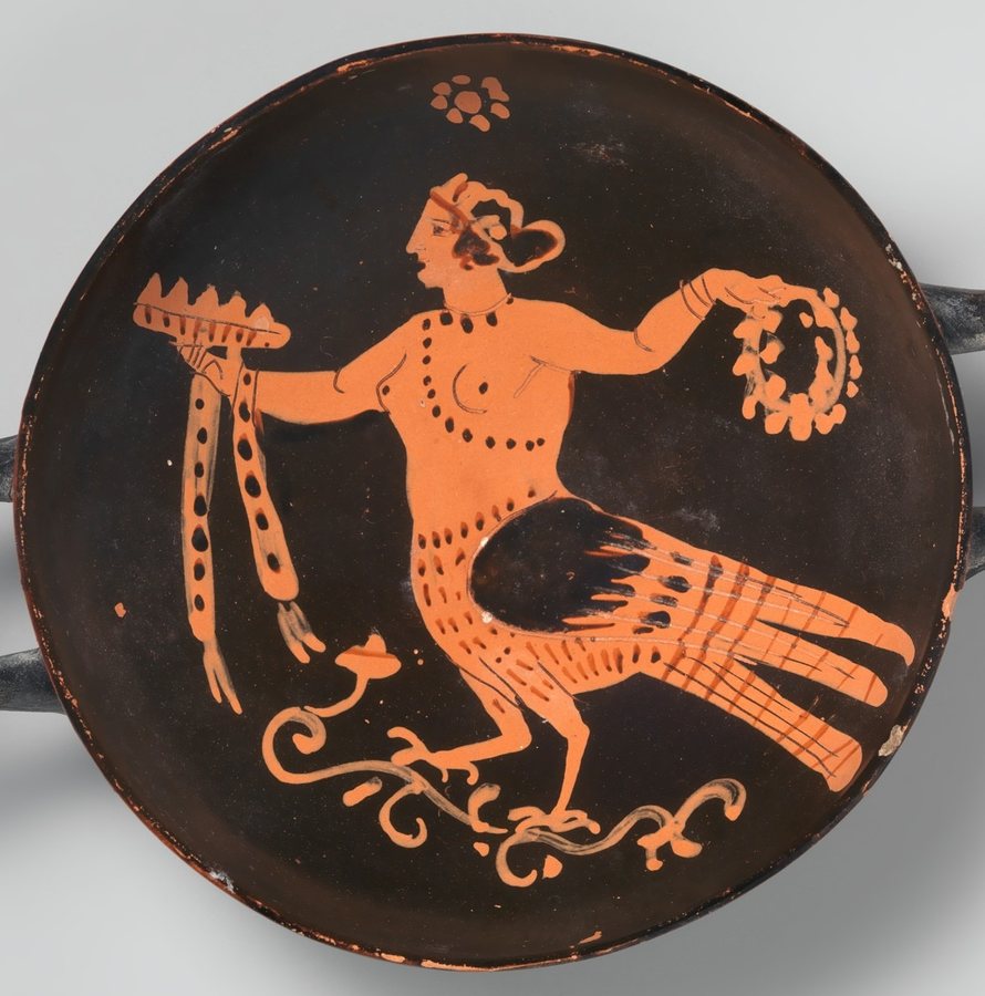 A siren with a wreath (red-figure cup) — original